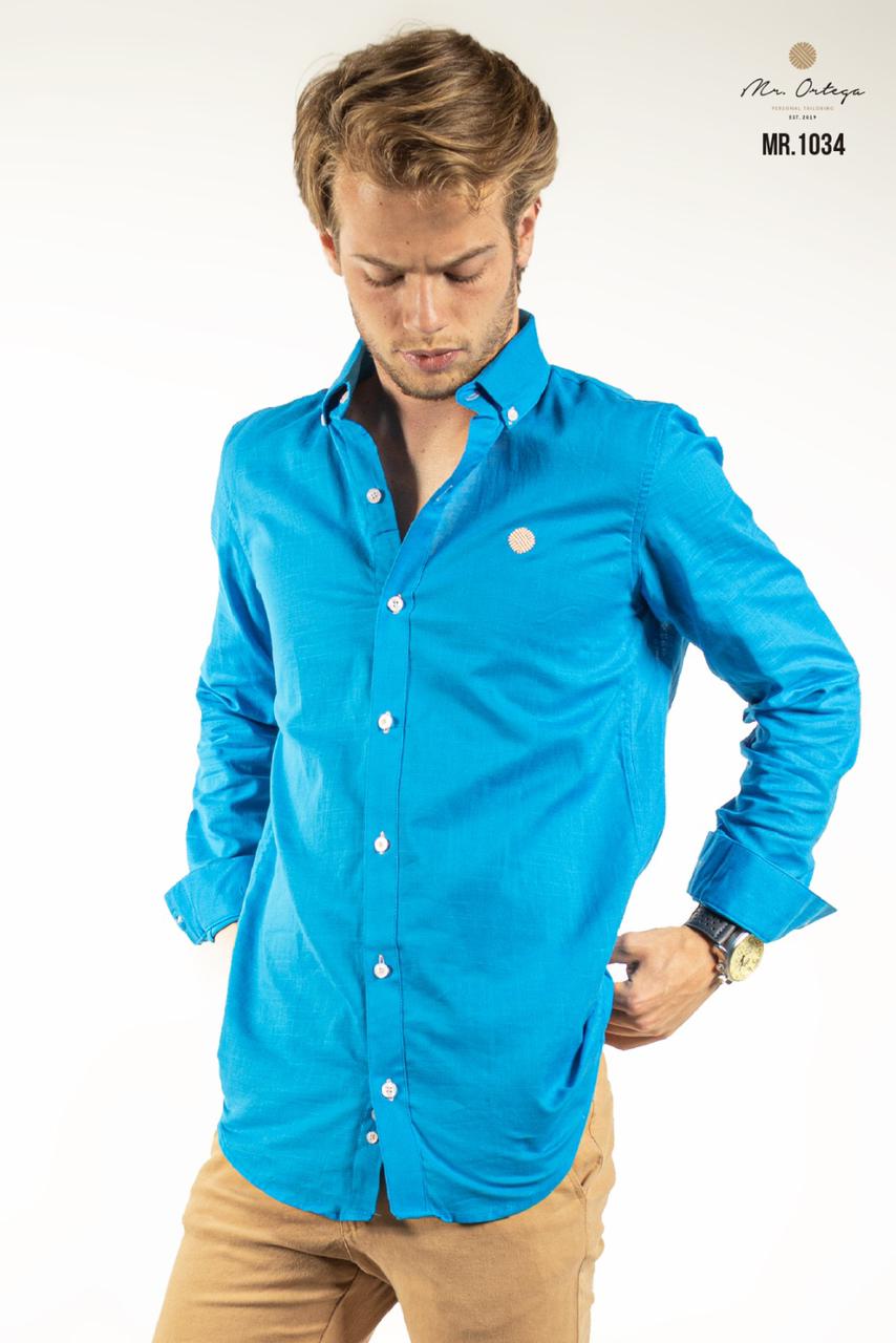 Camisa Mr Ortega lisa turqueza