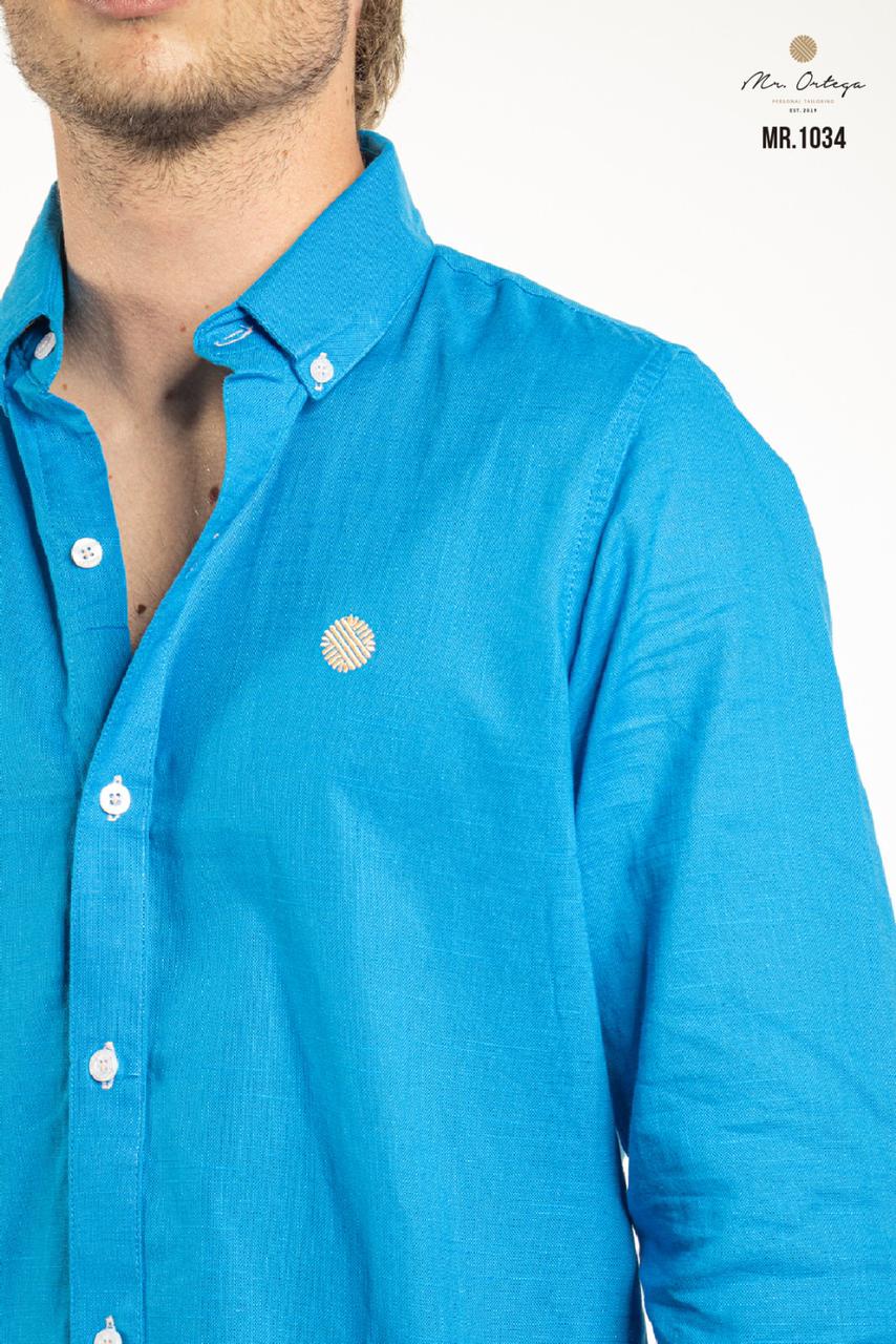 Camisa Mr Ortega lisa turqueza