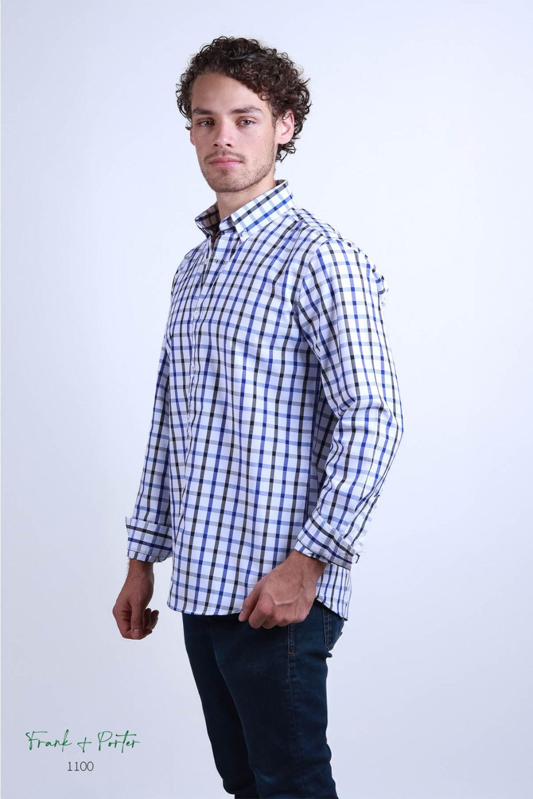 Camisa Frank Porter cuadrada azul