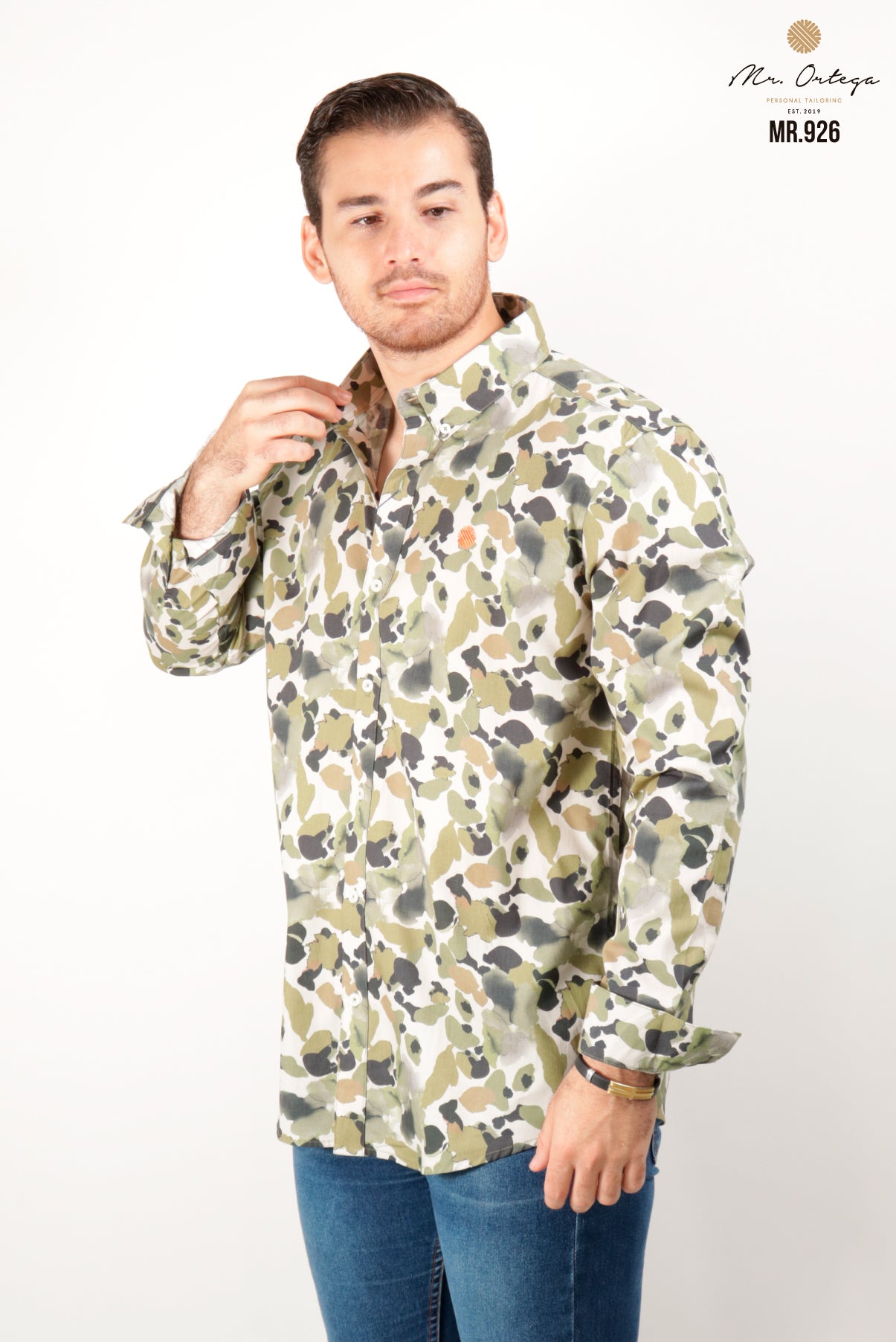 Camisa Mr Ortega verde camuflaje