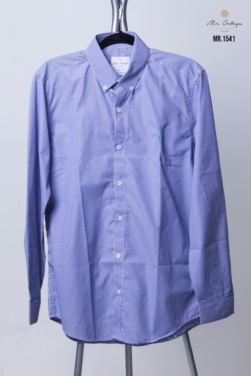 Camisa Mr Ortega cuadrada azul