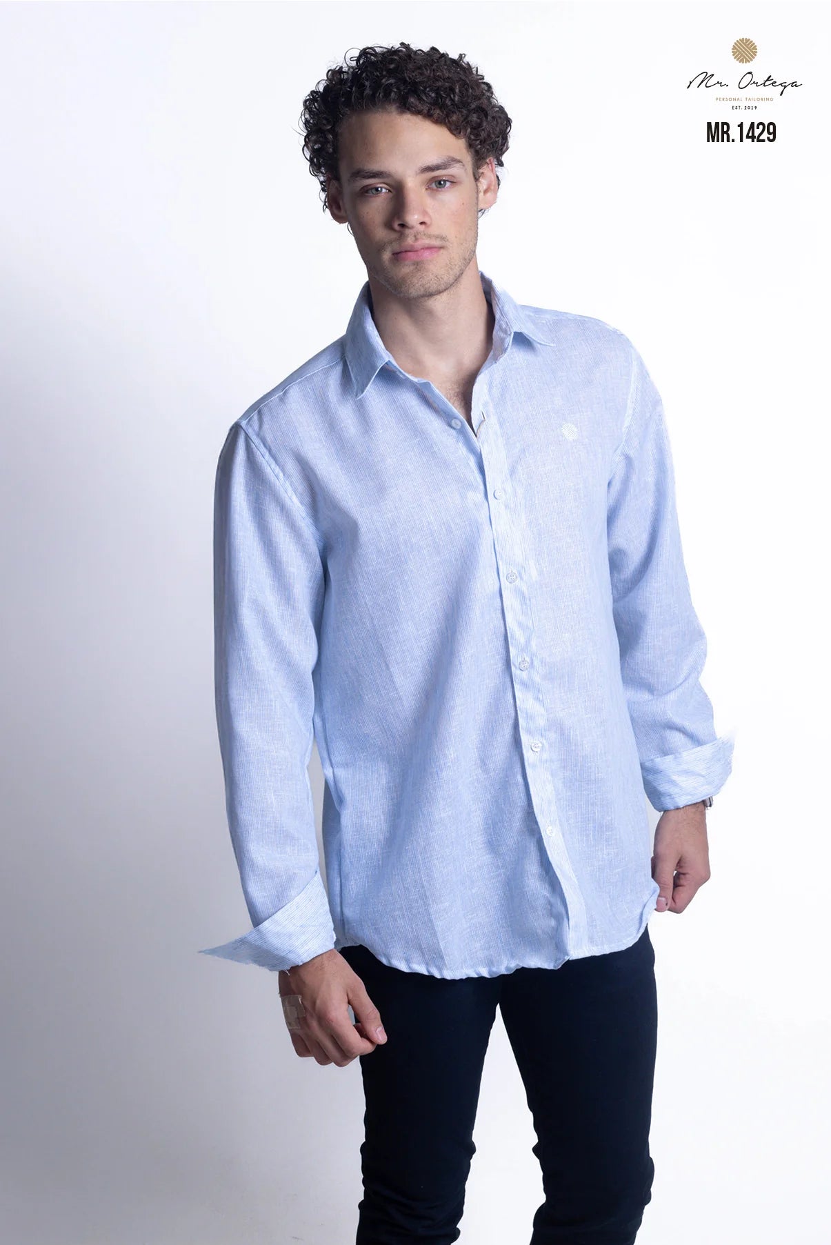 Camisa Mr Ortega manga larga azul