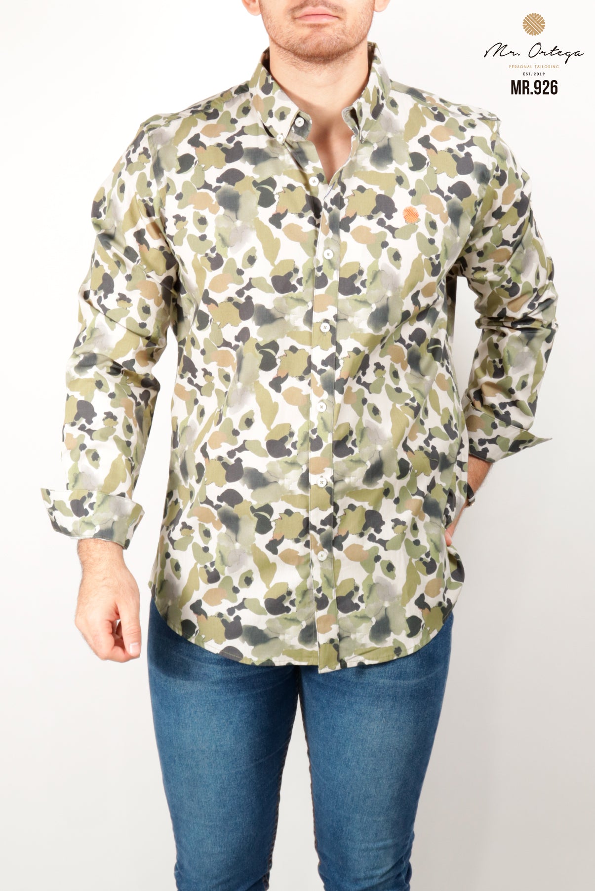Camisa Mr Ortega verde camuflaje