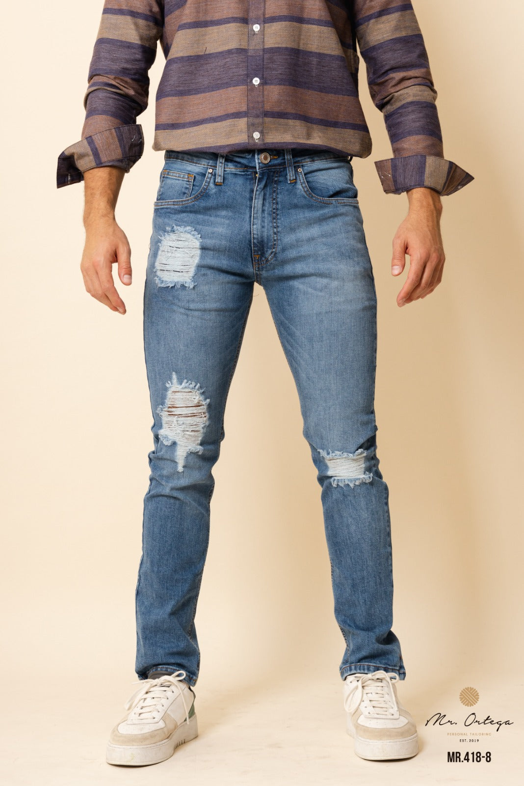 Jeans Mr Ortega slim claro desgastado