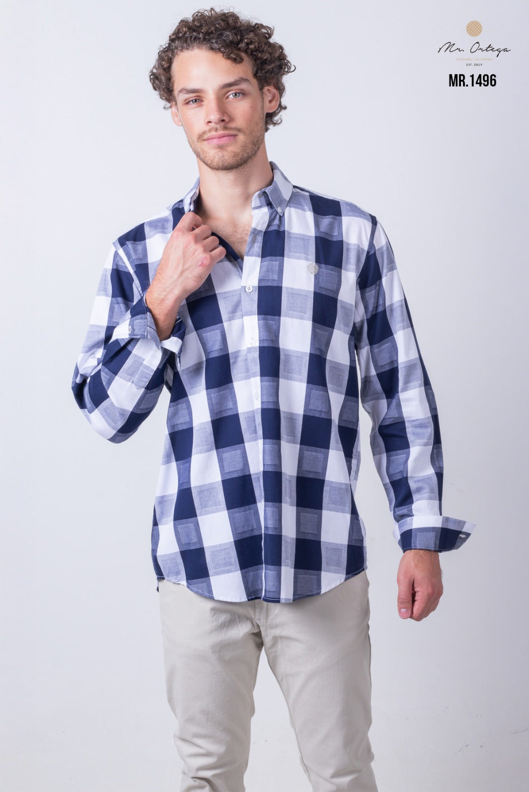 Camisa Mr Ortega cuadrada marino