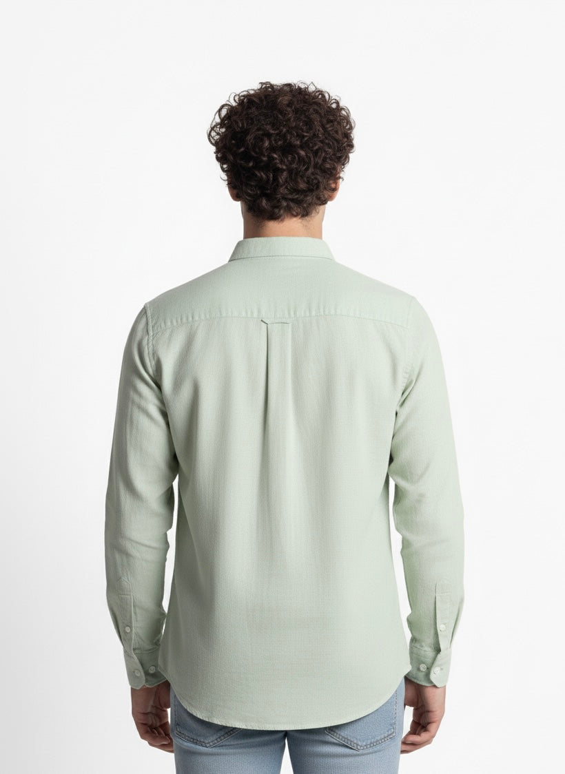 Camisa Mr Ortega manga larga lisa pistache