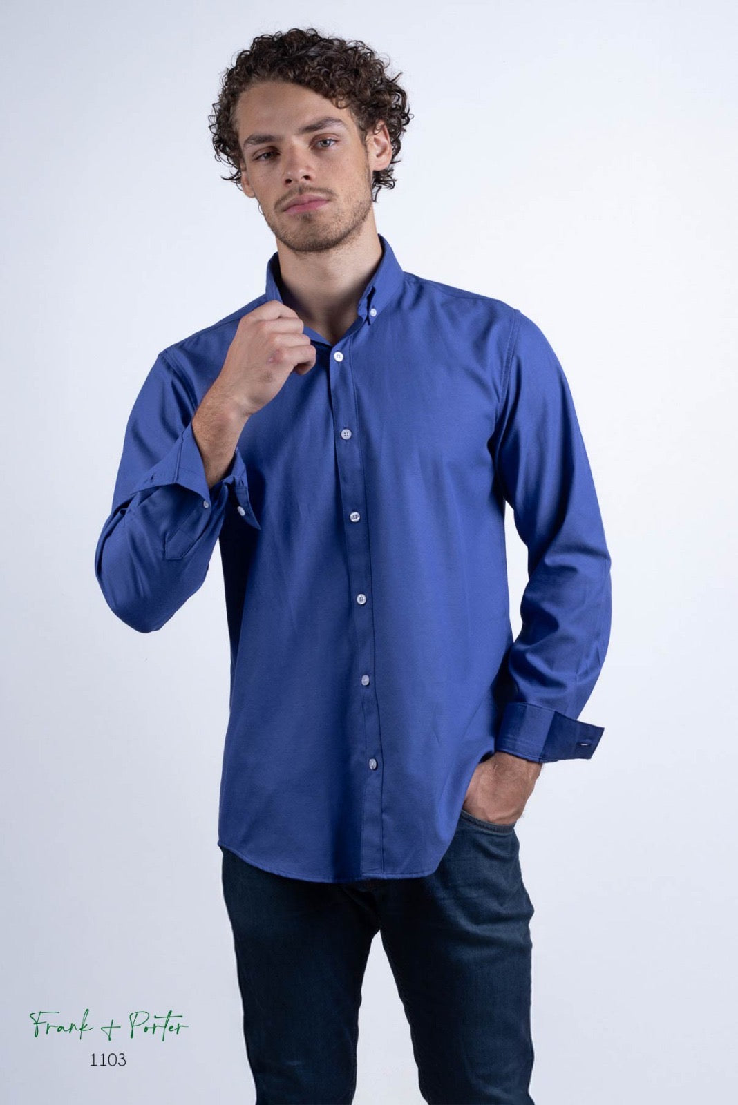 Camisa Frank Porter lisa azul rey