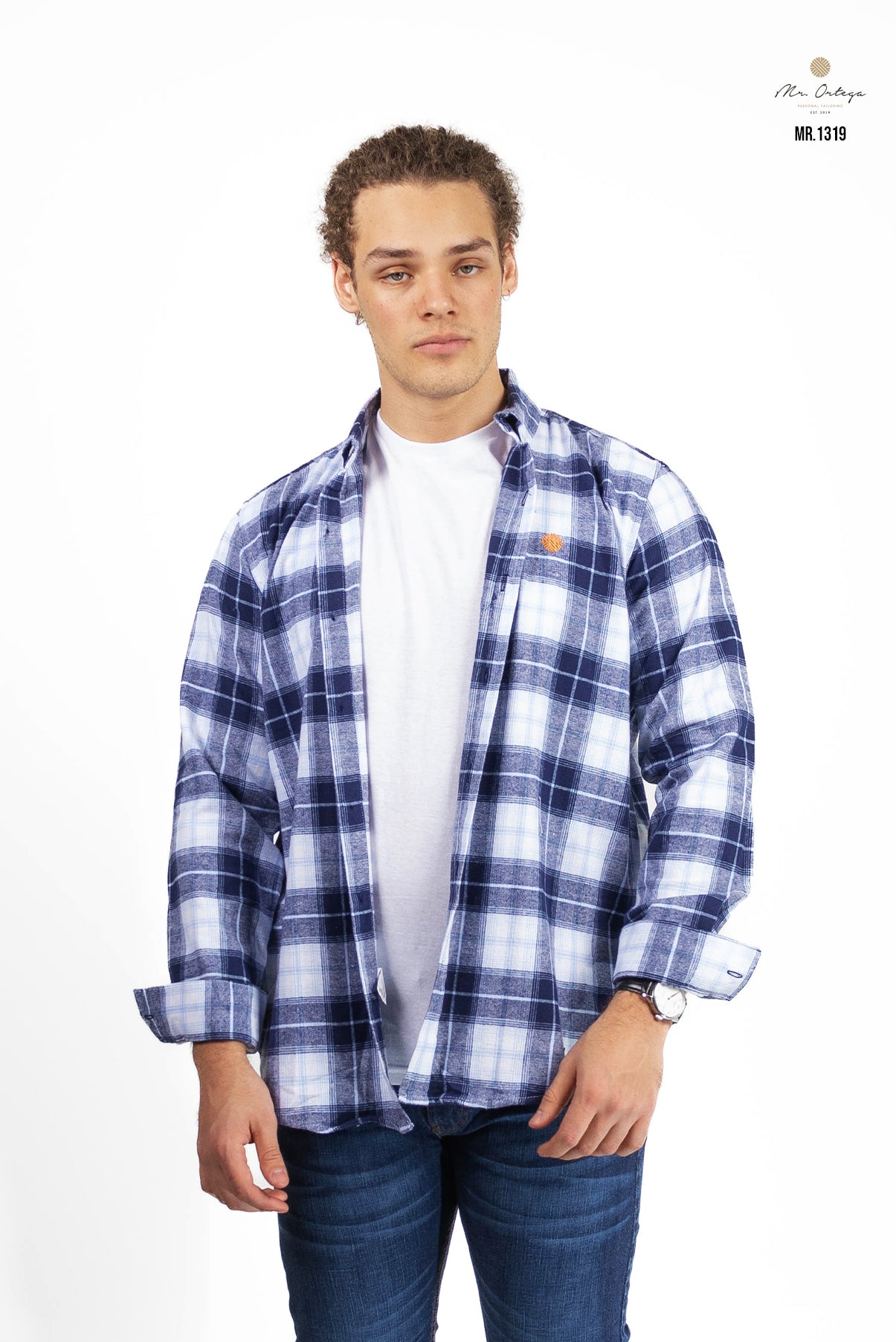Camisa Mr Ortega cuadrada marino