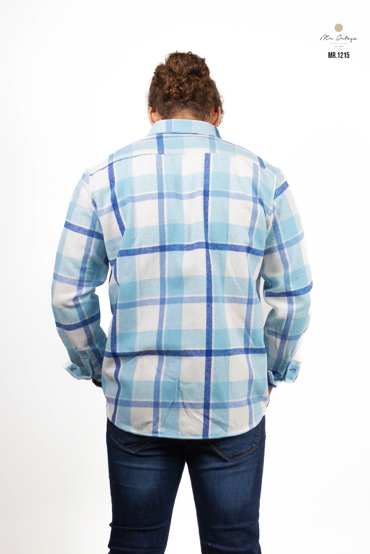 Camisa Mr Ortega cuadrada azul