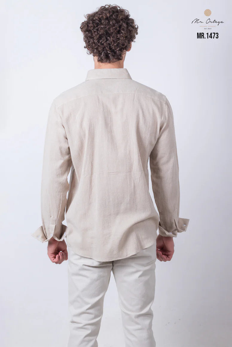 Camisa Mr Ortega lisa beige