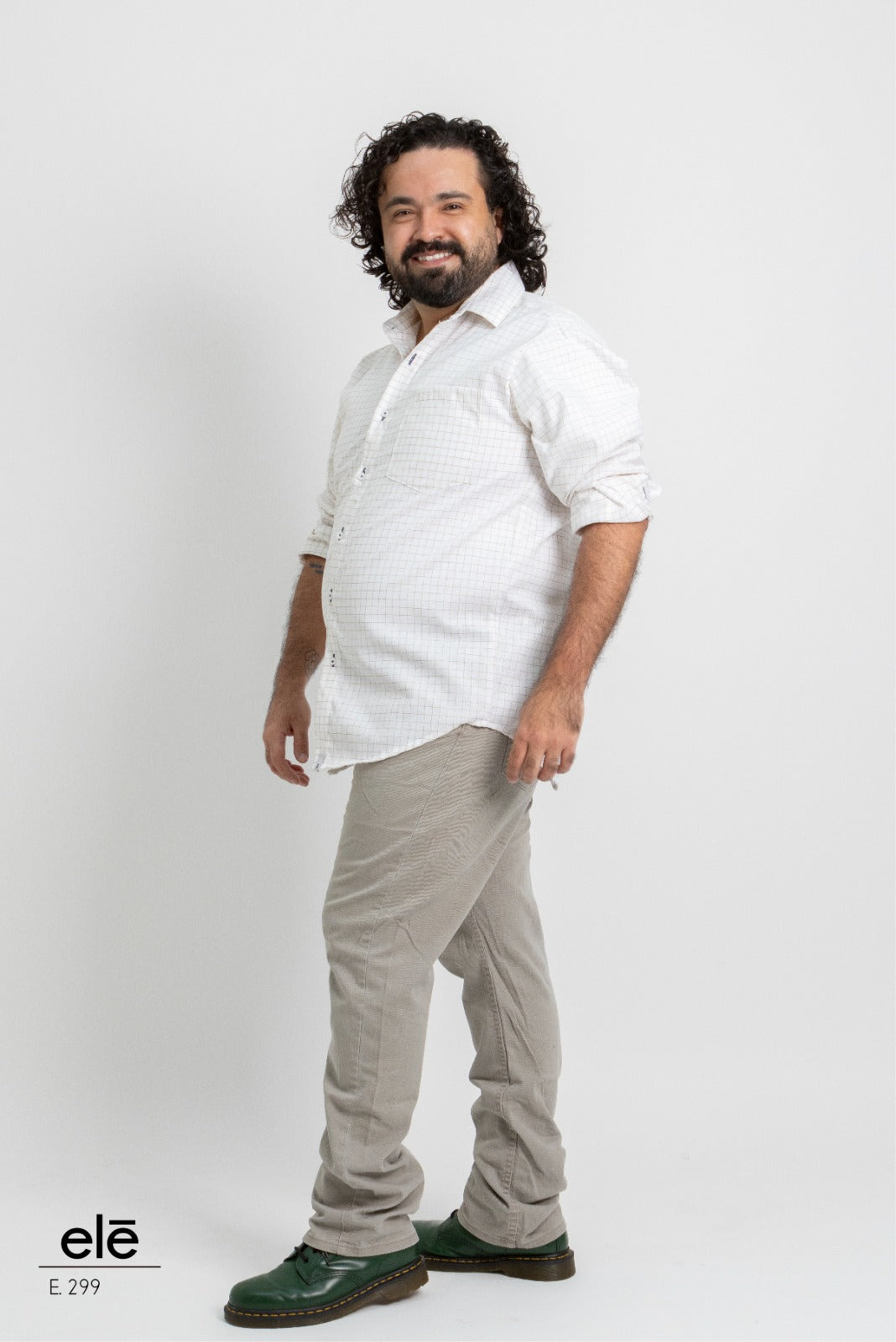 Camisa Ele cuadro beige