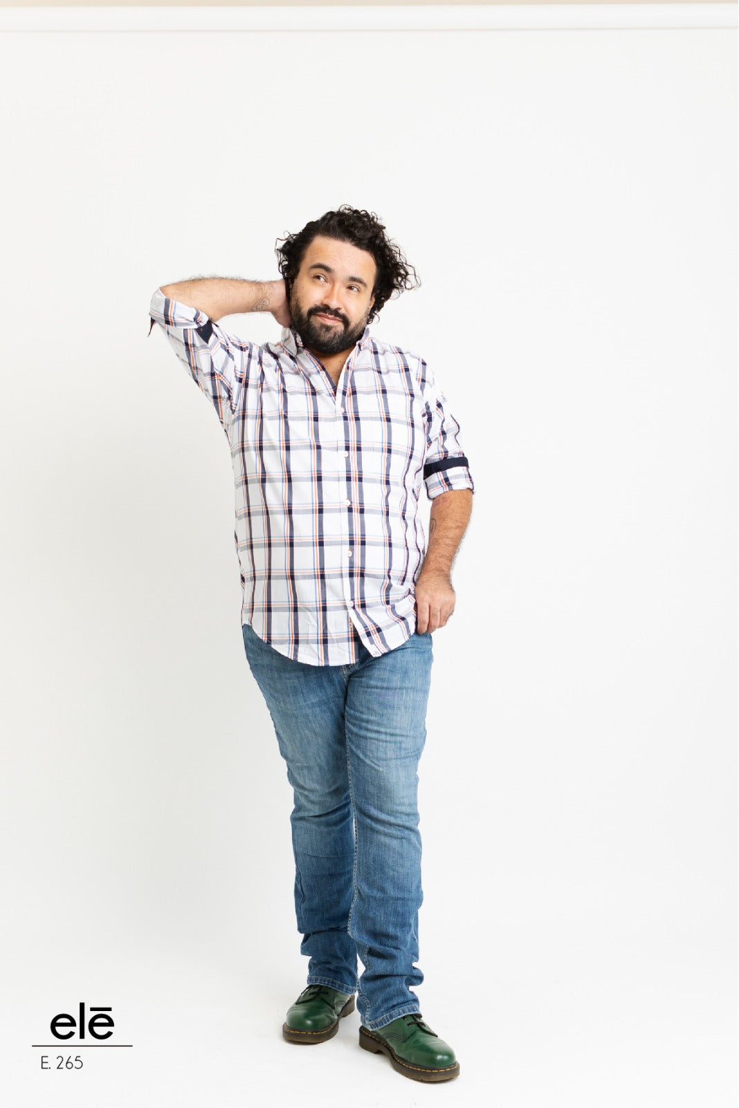 Camisa Ele cuadrada blanco