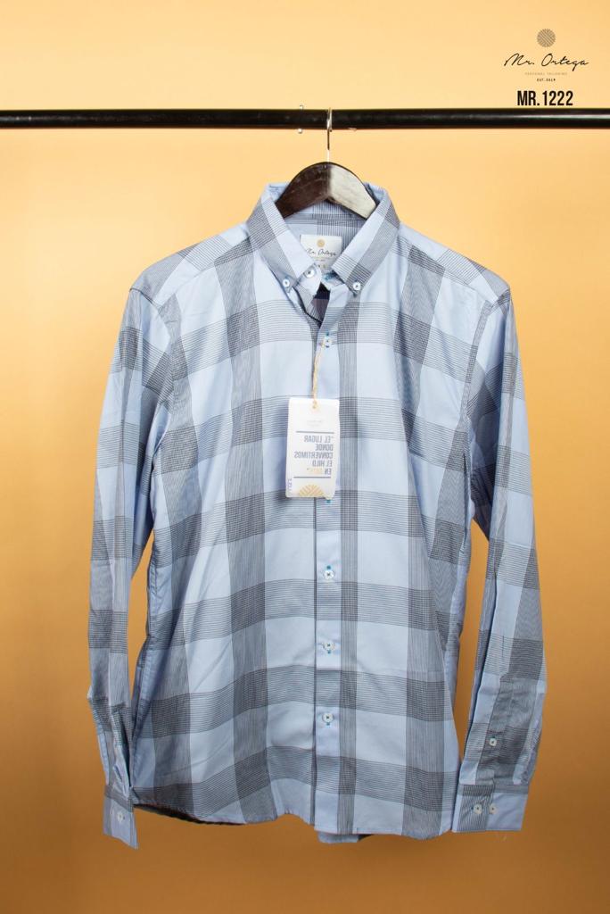 Camisa Mr Ortega cuadrada gris