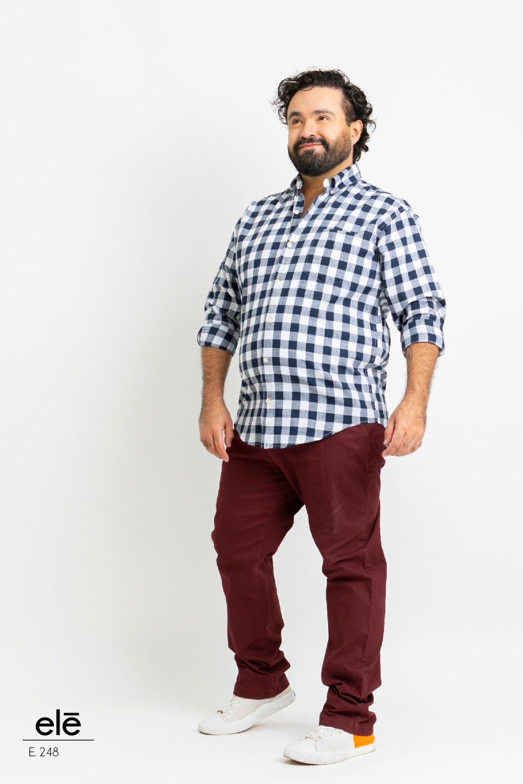 Camisa Ele cuadrada blanco