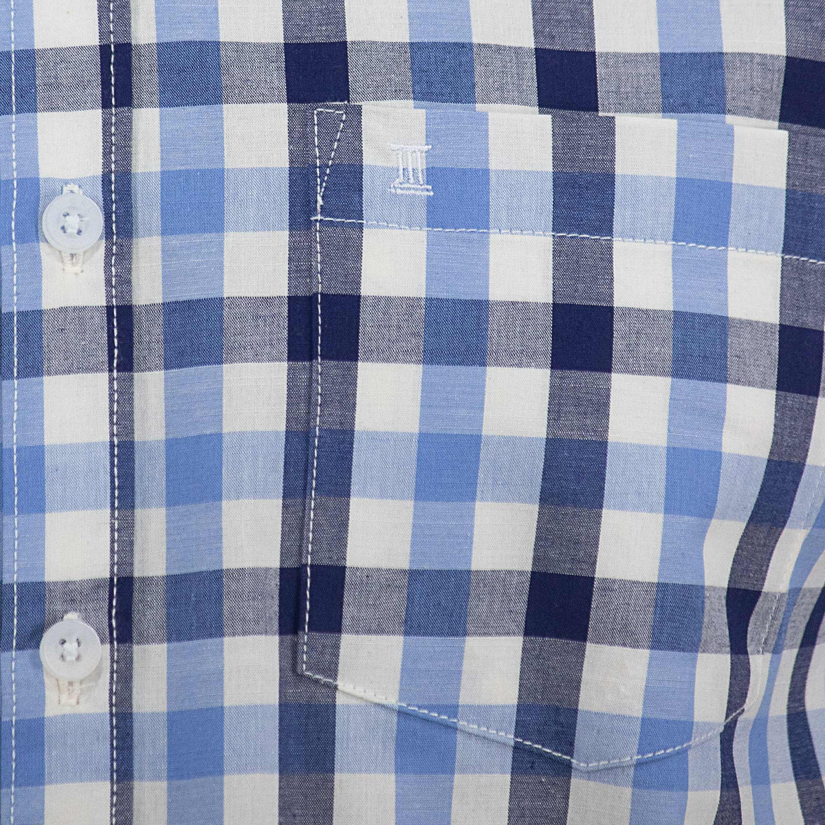 Camisa Dioro manga corta cuadros azul