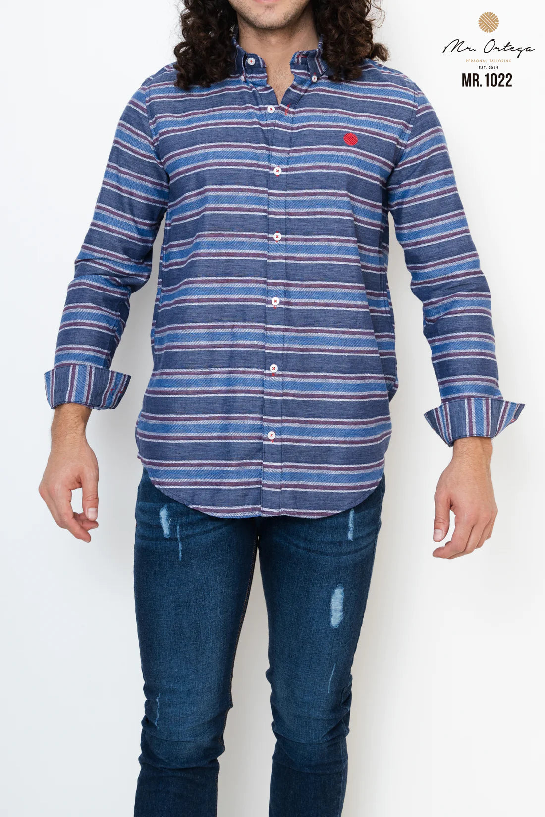 Camisa Mr Ortega rayada marino