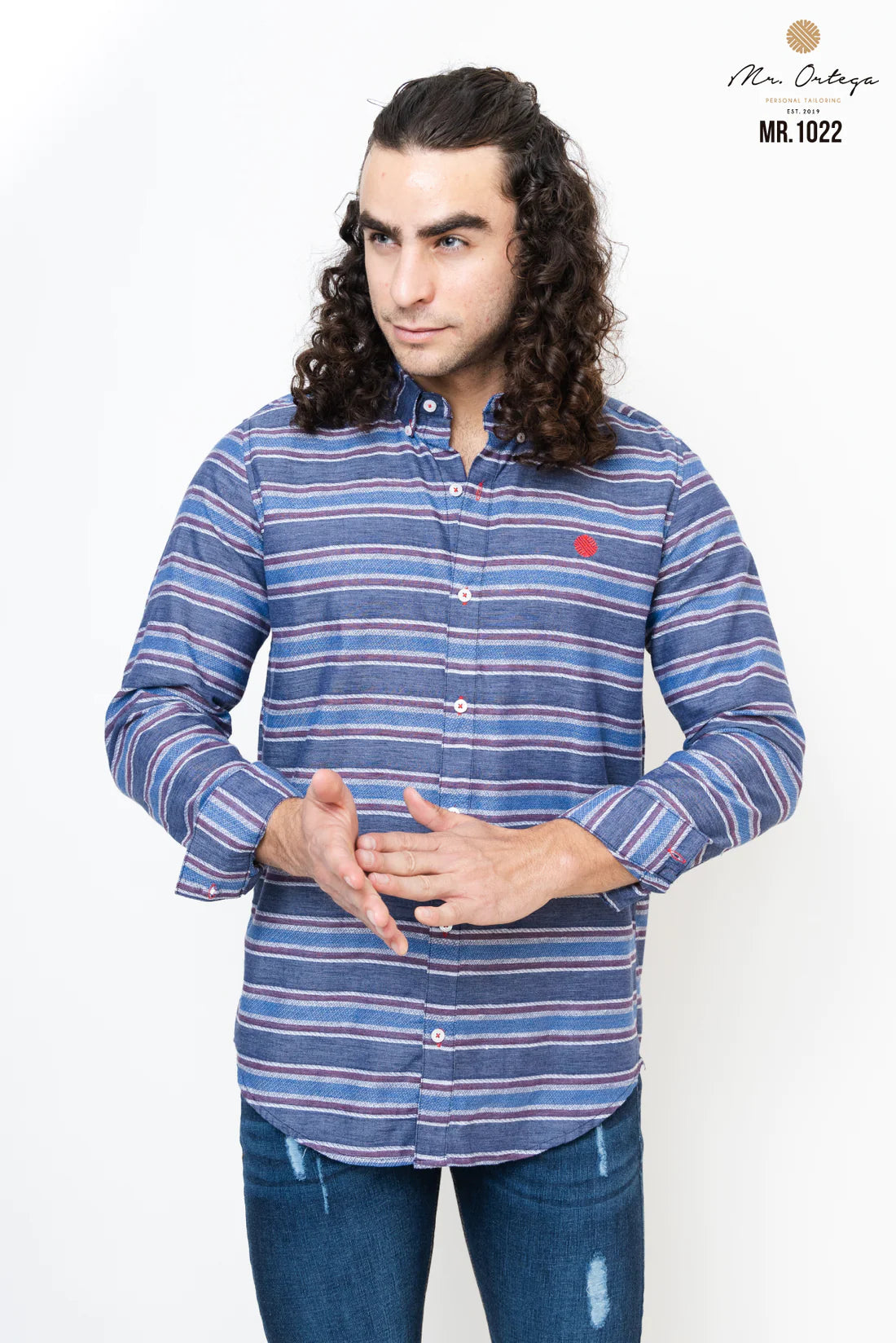 Camisa Mr Ortega rayada marino