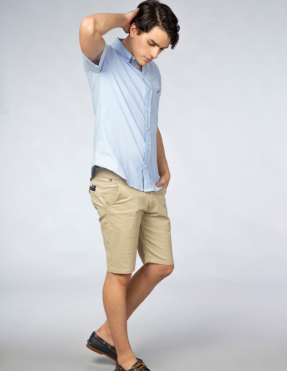 Camisa Tucane lisa azul manga corta