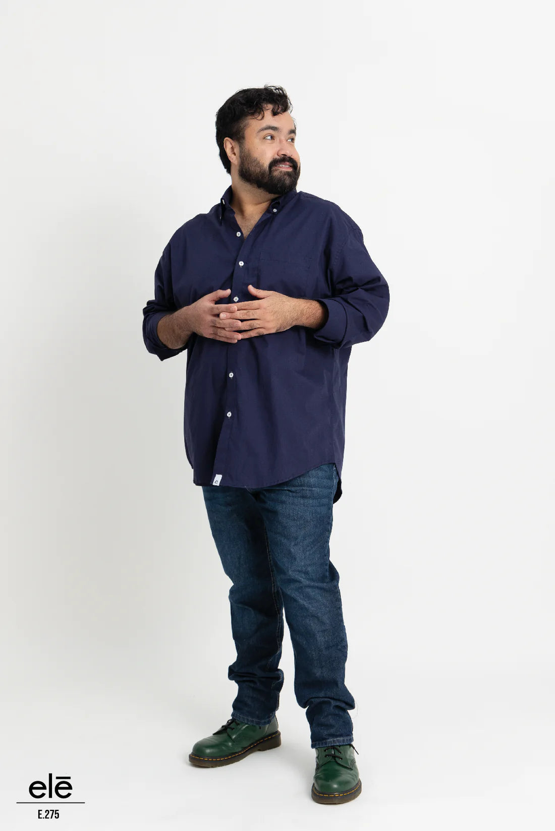 Camisa Ele lisa marino