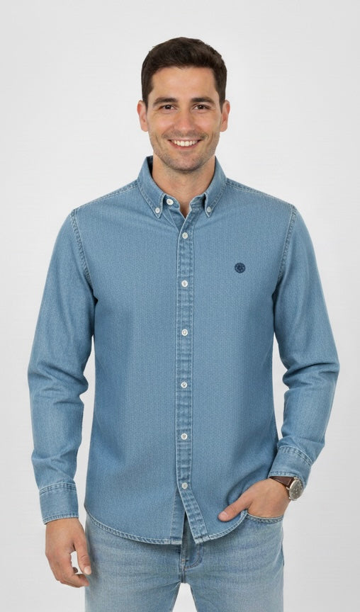 Camisa Mr Ortega manga larga mezclilla