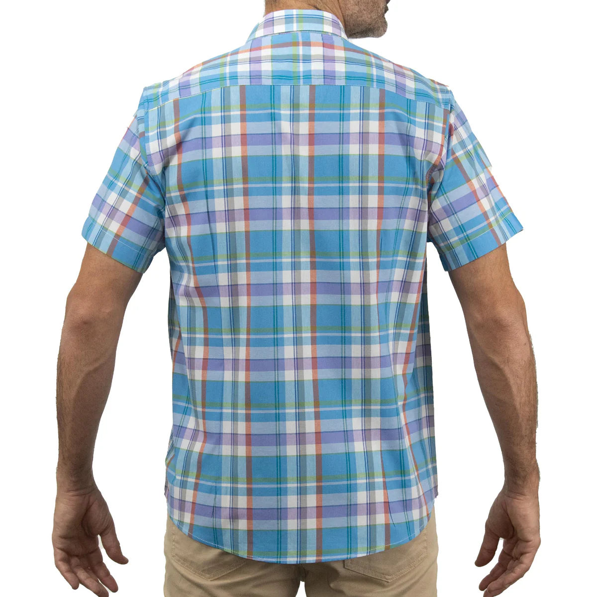 Camisa Dioro manga corta cuadros azul