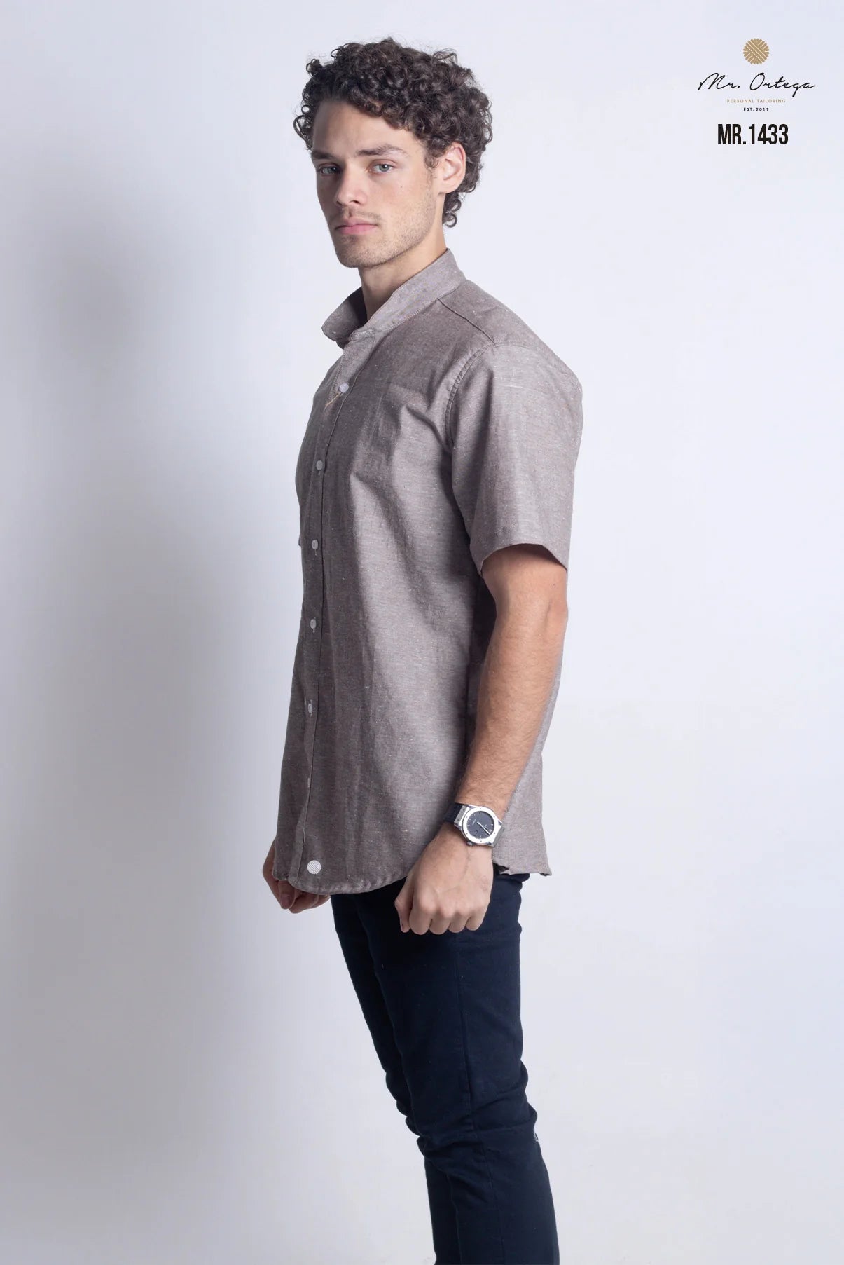 Camisa Mr Ortega manga corta marrón