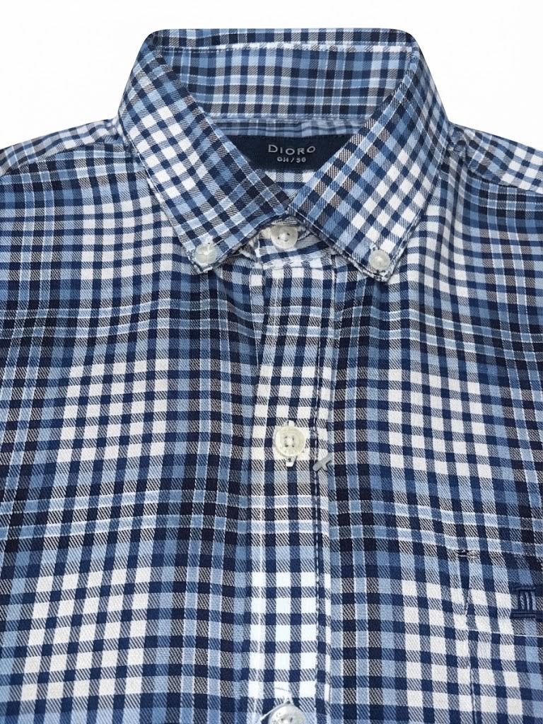 Camisa Dioro manga corta cuadros multicolor