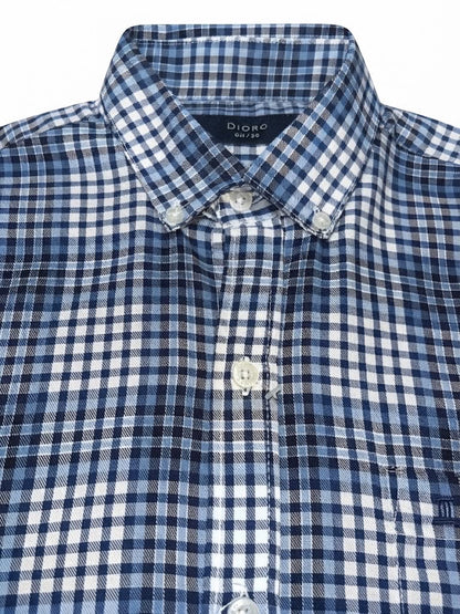 Camisa Dioro manga corta cuadros multicolor