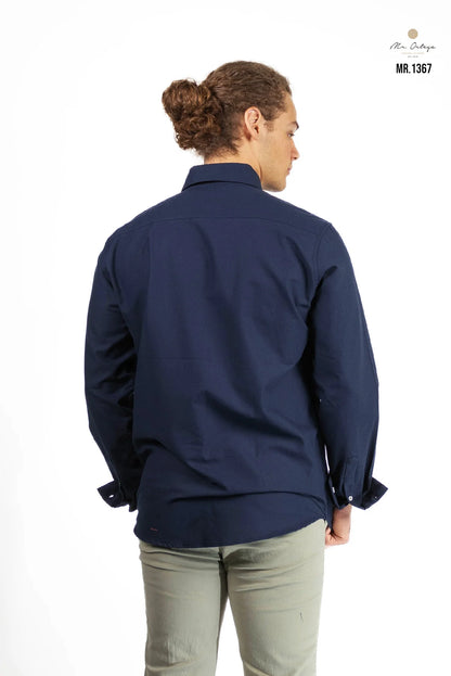 Camisa Mr Ortega manga larga marino