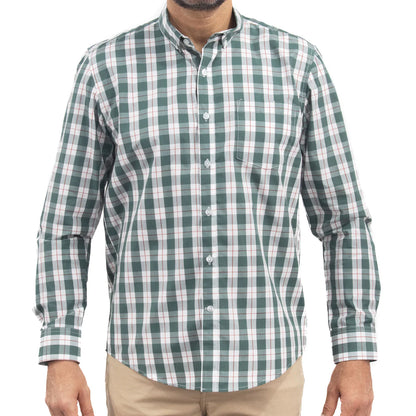 Camisa Dioro manga larga cuadros verde