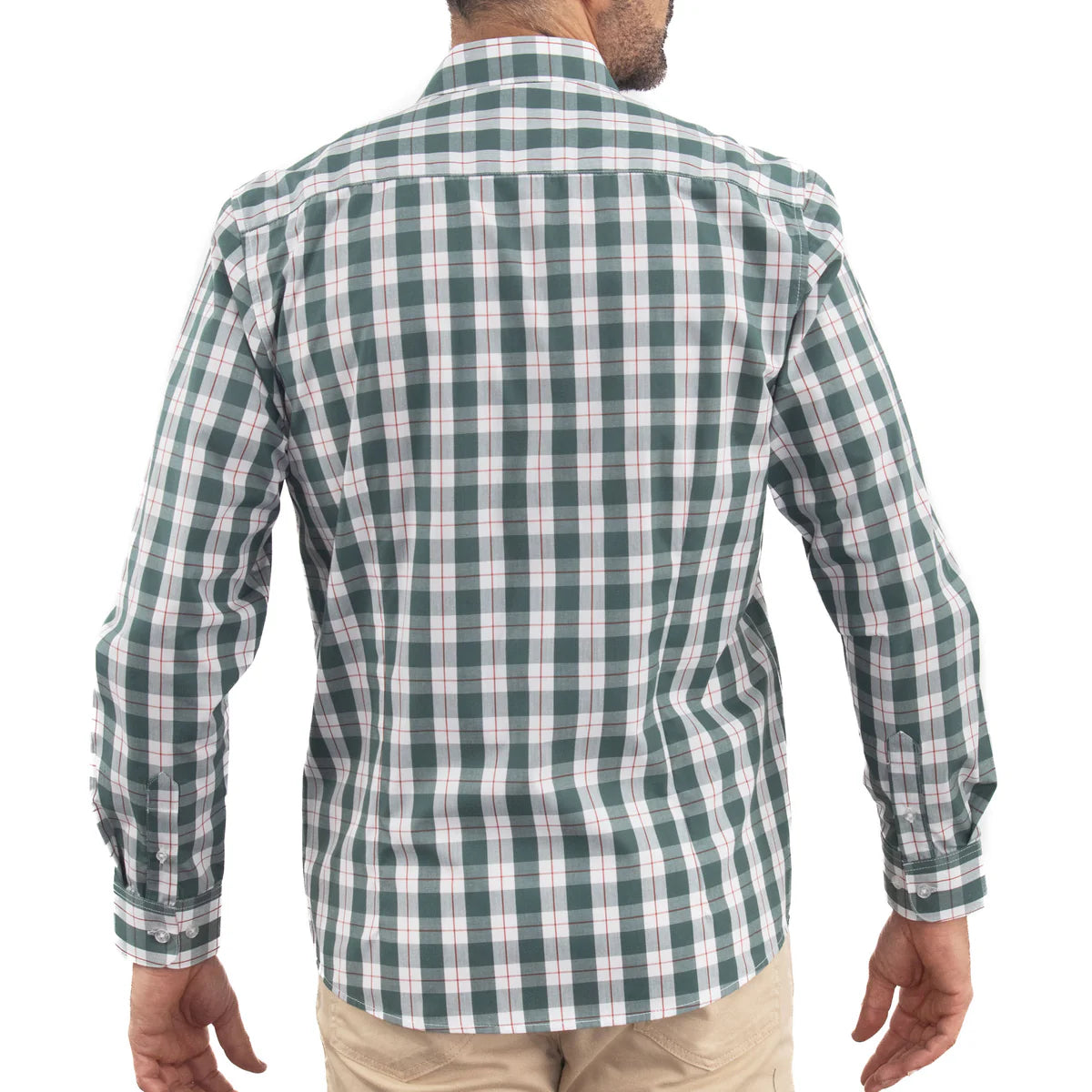 Camisa Dioro manga larga cuadros verde