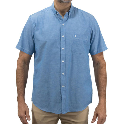Camisa Dioro manga corta lisa azul