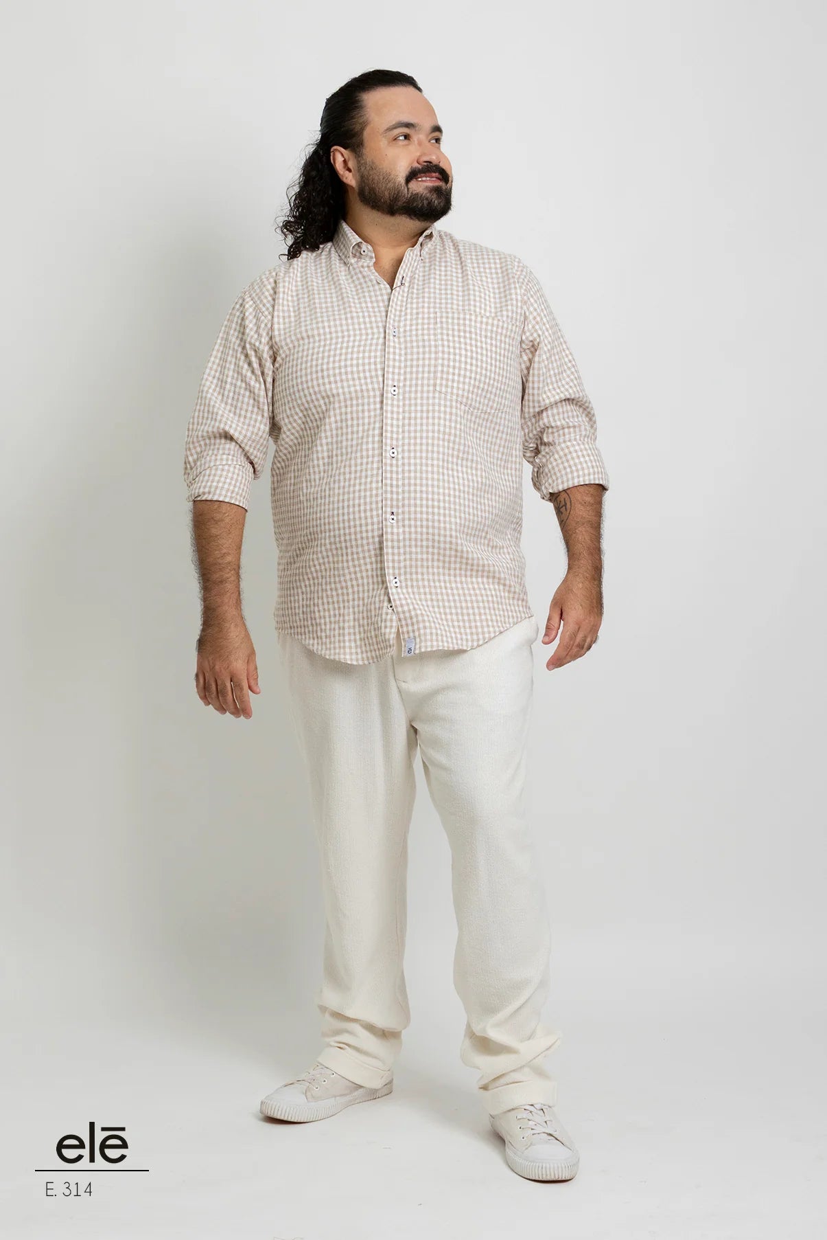 Camisa Ele cuadros caqui