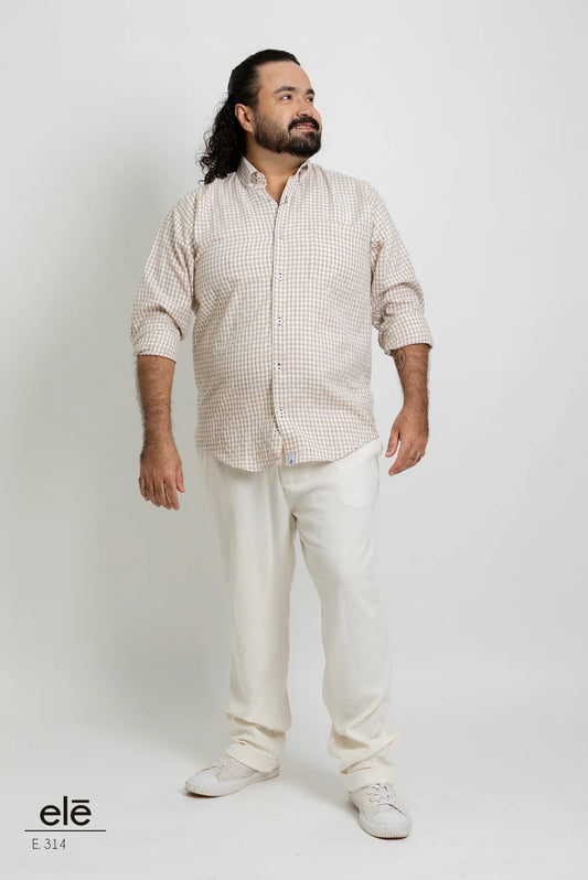 Camisa Ele cuadros caqui