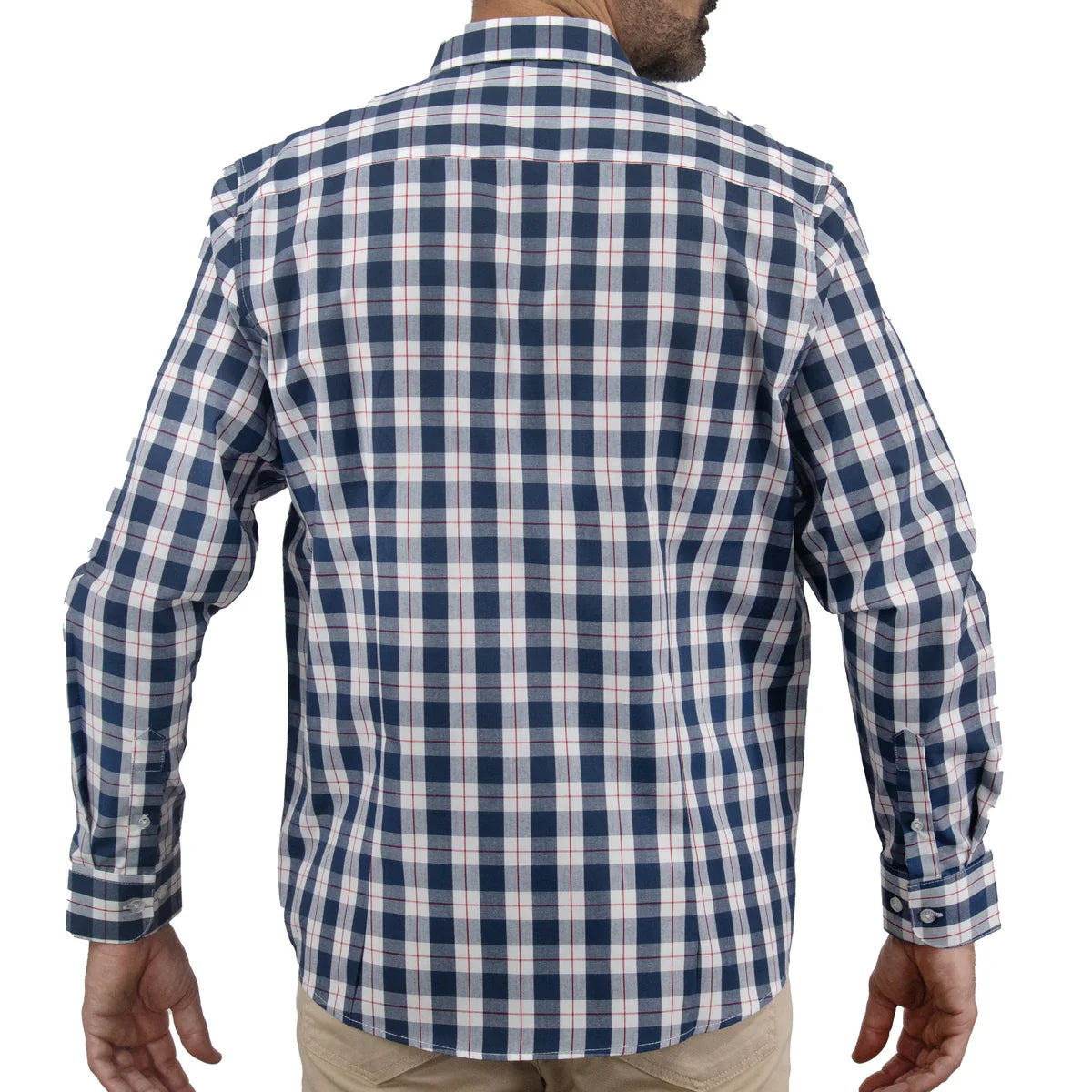 Camisa Dioro manga larga cuadros azul