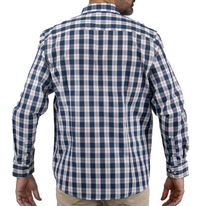 Camisa Dioro manga larga cuadros azul