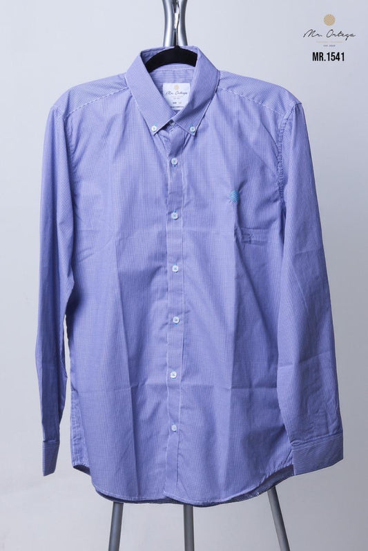 Camisa Mr Ortega cuadrada azul