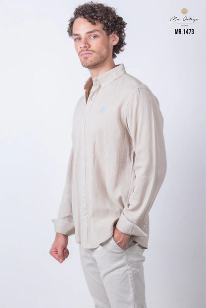 Camisa Mr Ortega lisa beige