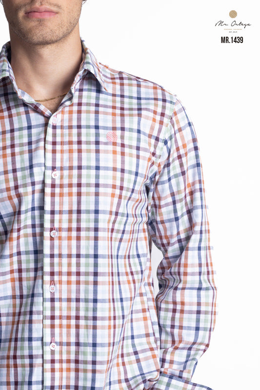 Camisa Mr Ortega manga larga cuadros verde