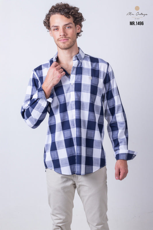 Camisa Mr Ortega cuadrada marino