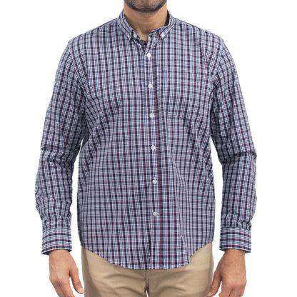 Camisa Dioro manga larga cuadros azul