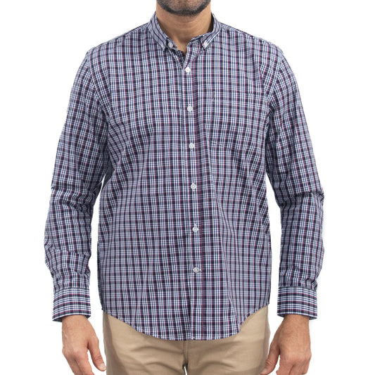 Camisa Dioro manga larga cuadros azul