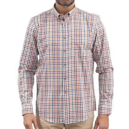 Camisa Dioro manga larga cuadros multicolor