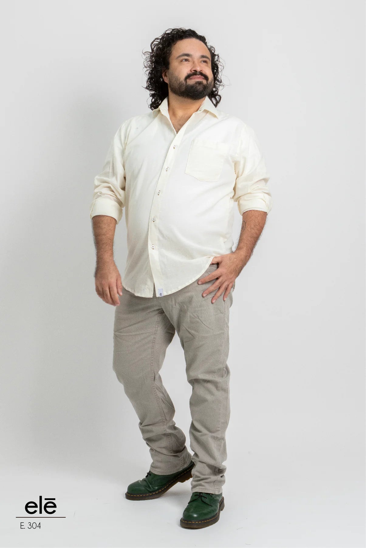 Camisa Ele lisa beige
