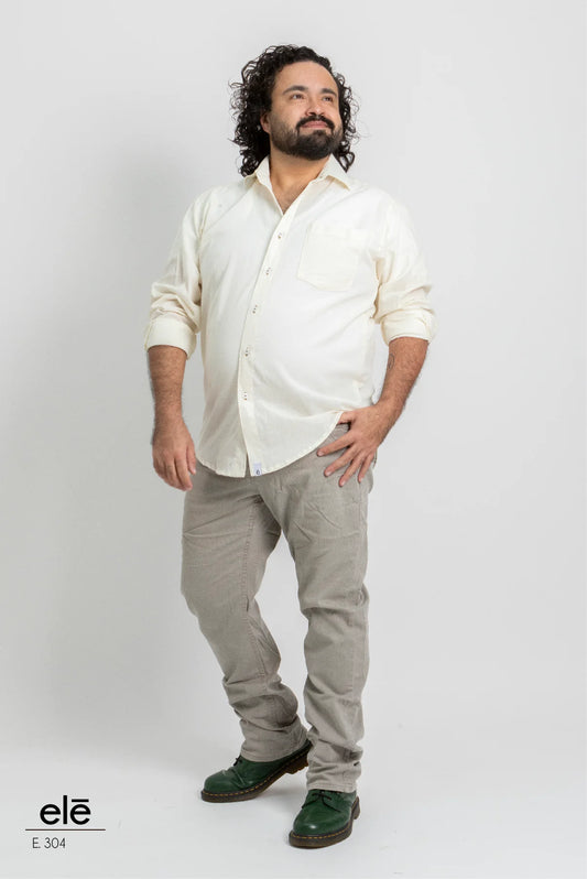 Camisa Ele lisa beige