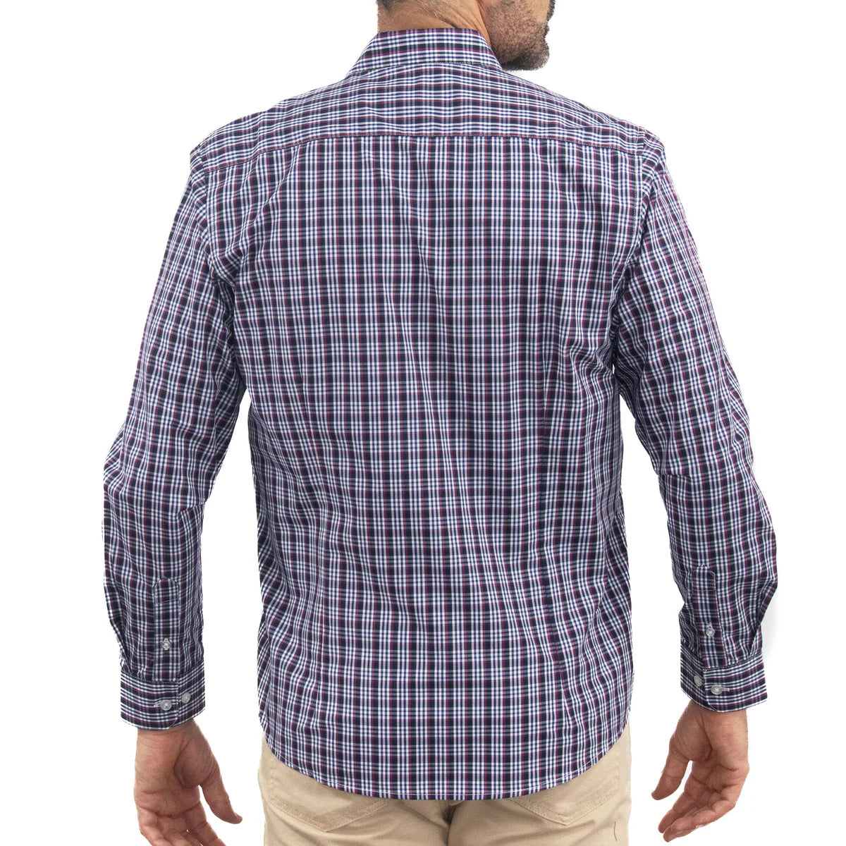 Camisa Dioro manga larga cuadros azul