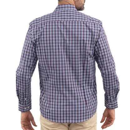 Camisa Dioro manga larga cuadros azul