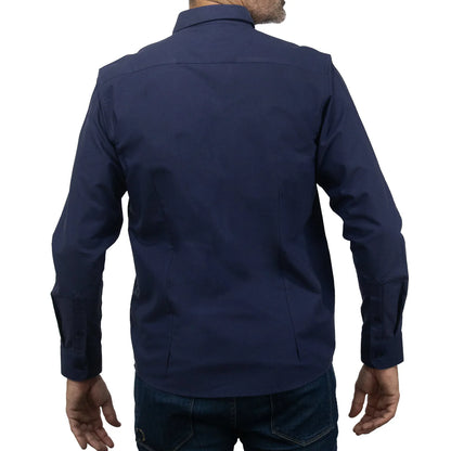 Camisa Dioro manga larga lisa azul