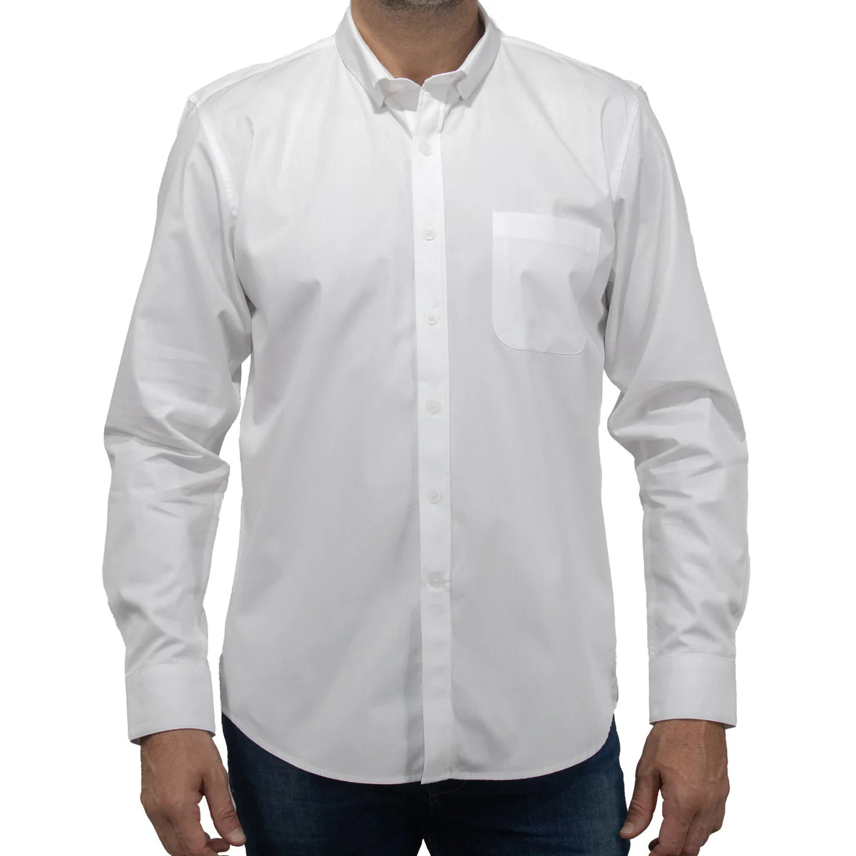 Camisa Dioro manga larga lisa blanco
