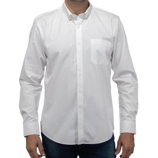 Camisa Dioro manga larga lisa blanco